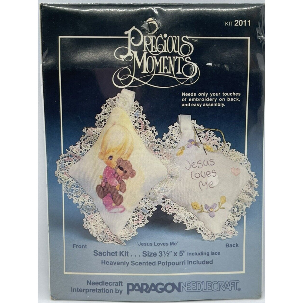 Vtg Paragon Needlecraft Precious Moments Jesus Loves Me Sachet Kit #2011 SEALED